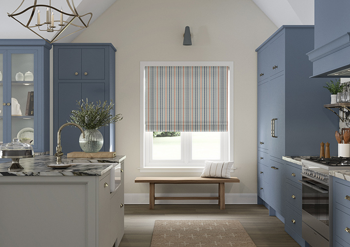 Emily Bond Cornish Stripe, Blue Multi - Roman Blind - Image 3